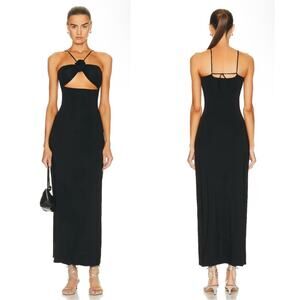 MAYGEL CORONEL Cenit Black Rosette Cutout Bodycon Maxi Dress One Size